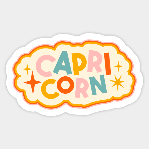 Retro Capricorn Horoscope Sign // Vintage Capricorn Zodiac Sign Sticker by SLAG_Creative